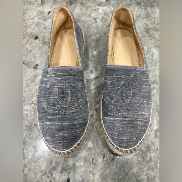 CHANEL Espadrilles Espadrille flats BRAND NEW Size 41 Size 10 Blue Grey Suede - Picture 6 of 11